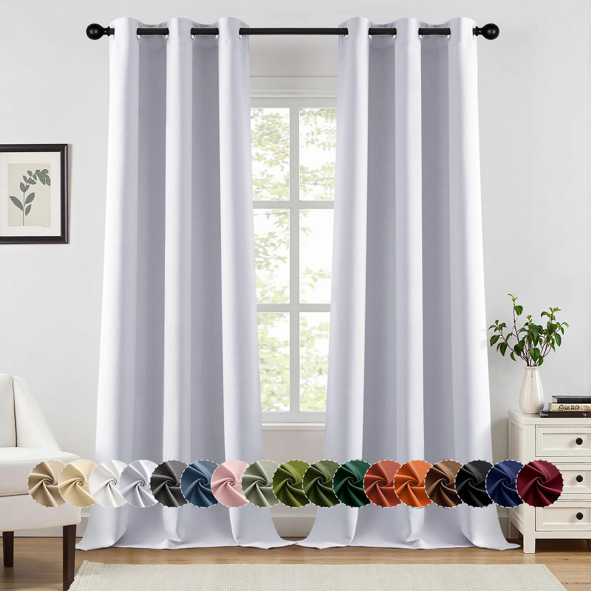 MIULEE Blackout Curtains for Bedroom 2 Panels 40 x 84 Inch Long Black