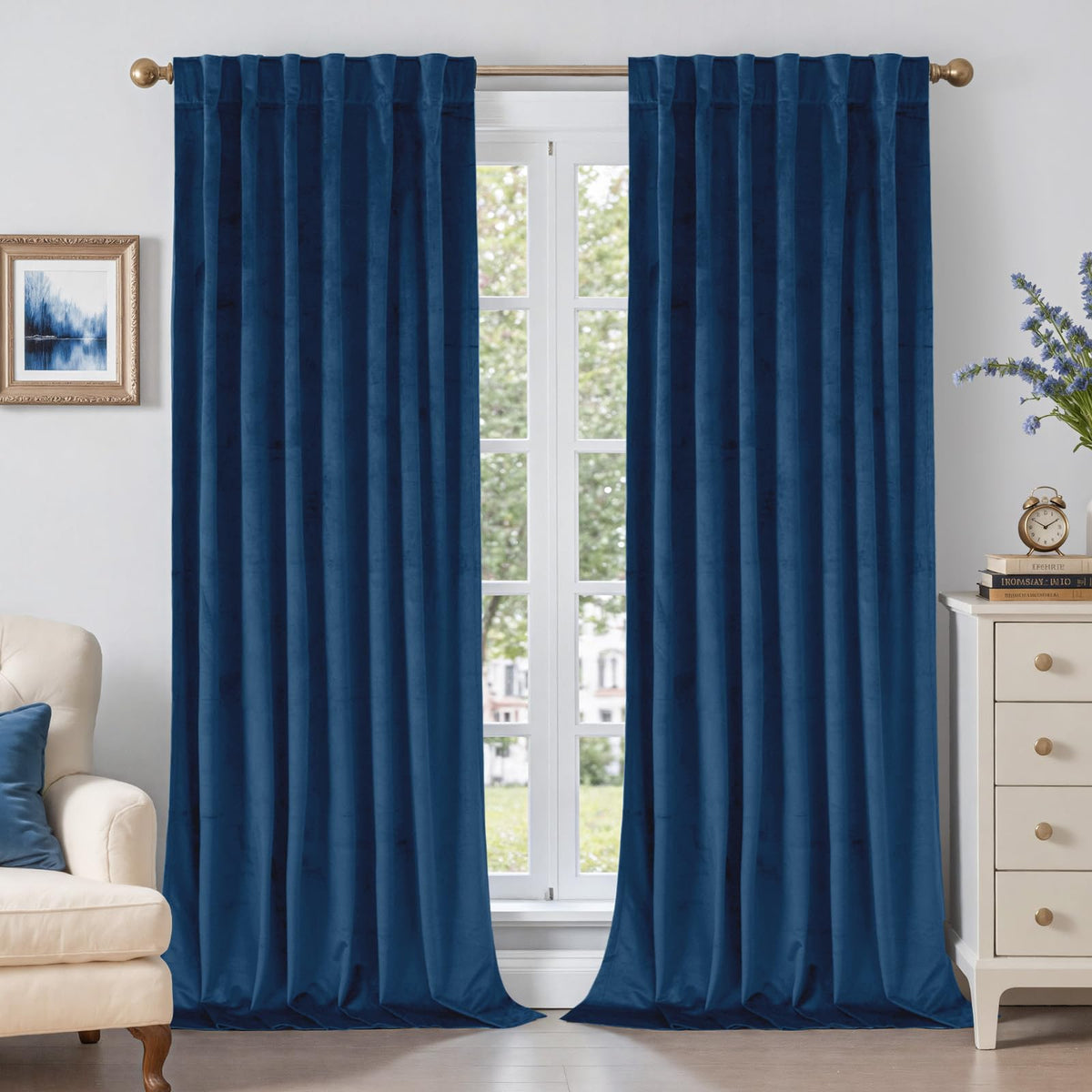 BGment Christmas Red Velvet Curtains 96 Inches for Living Room, Thermal Room Darkening Curtains Sound Reduce Drapes with Back Tab and Rod Pocket for French Door, 2 Panels, 52 x 96 Inch