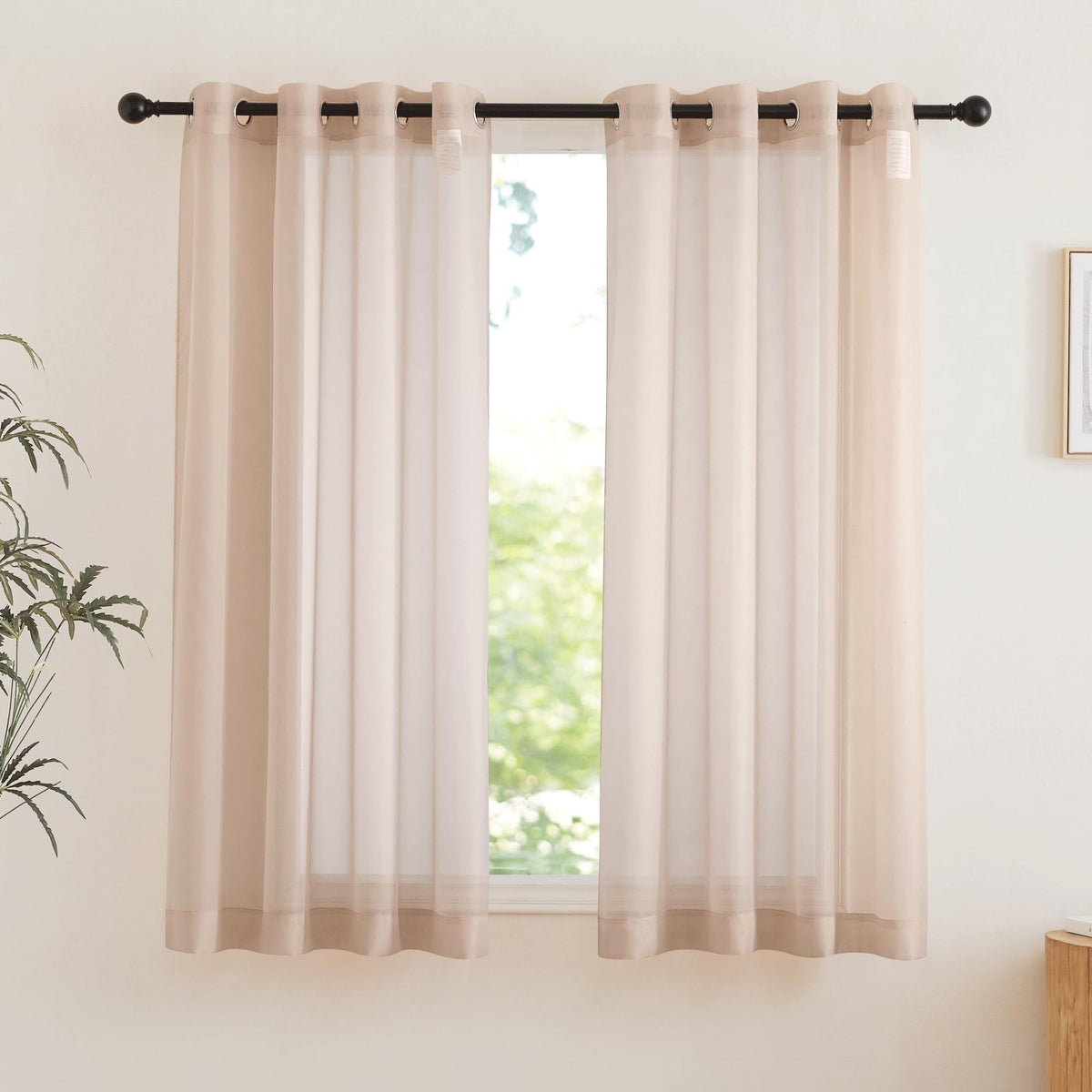 NICETOWN White Sheer Curtains & Drapes 96 inches Long for Living Room - Grommet Top Solid Lightweight & Airy Gauzy Window Treatments with Light Filtering for Bedroom, 2 Panels, W54 x L96