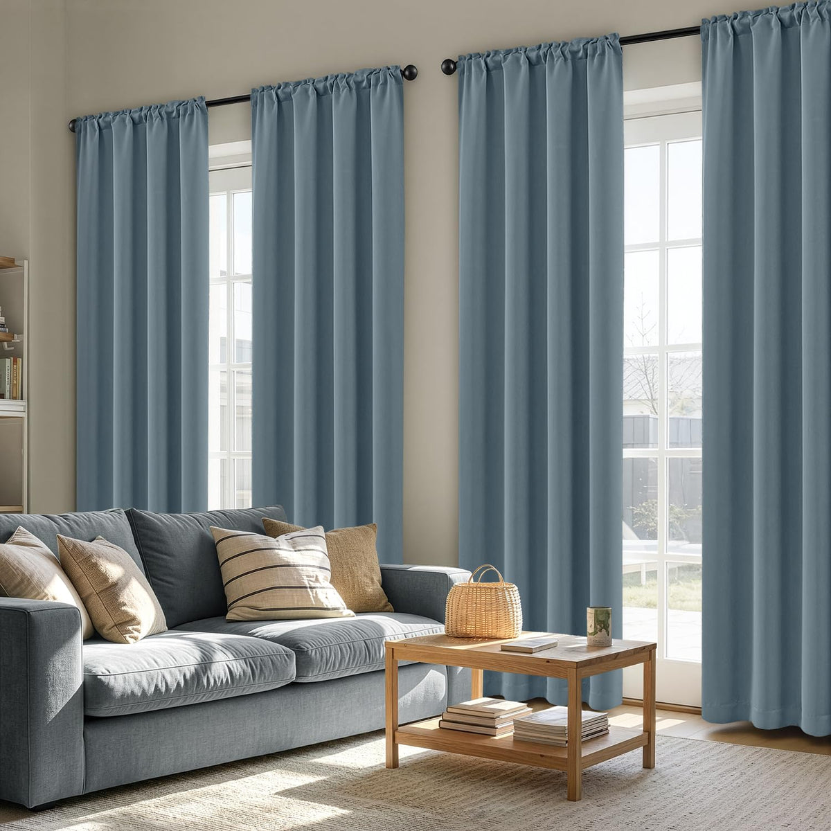 MIULEE Sage Green Blackout Curtains 63 Inch Length for Bedroom 4 Panels