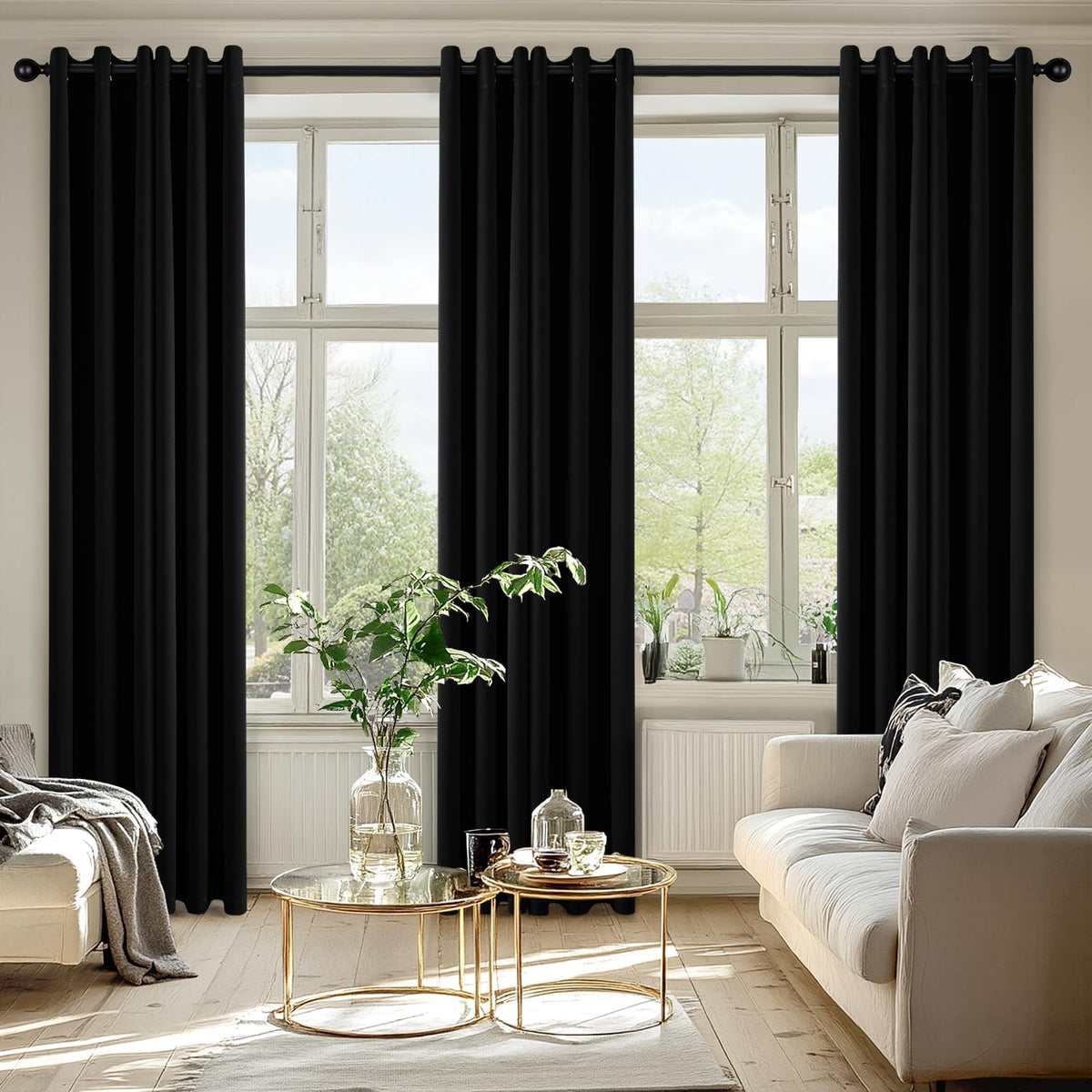 MIULEE Blackout Curtains for Bedroom 2 Panels 40 x 84 Inch Long Black