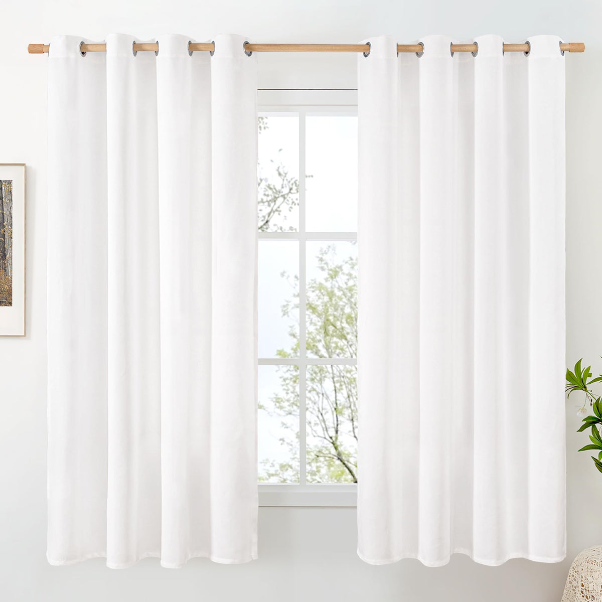 BGment Oatmeal Linen Curtains for Living Room 95 Inch Length 2 Panels Set, Privacy Drapes Light Filtering with Grommet for Farmhouse Bedroom No See Through, Each 52 Inch Wide