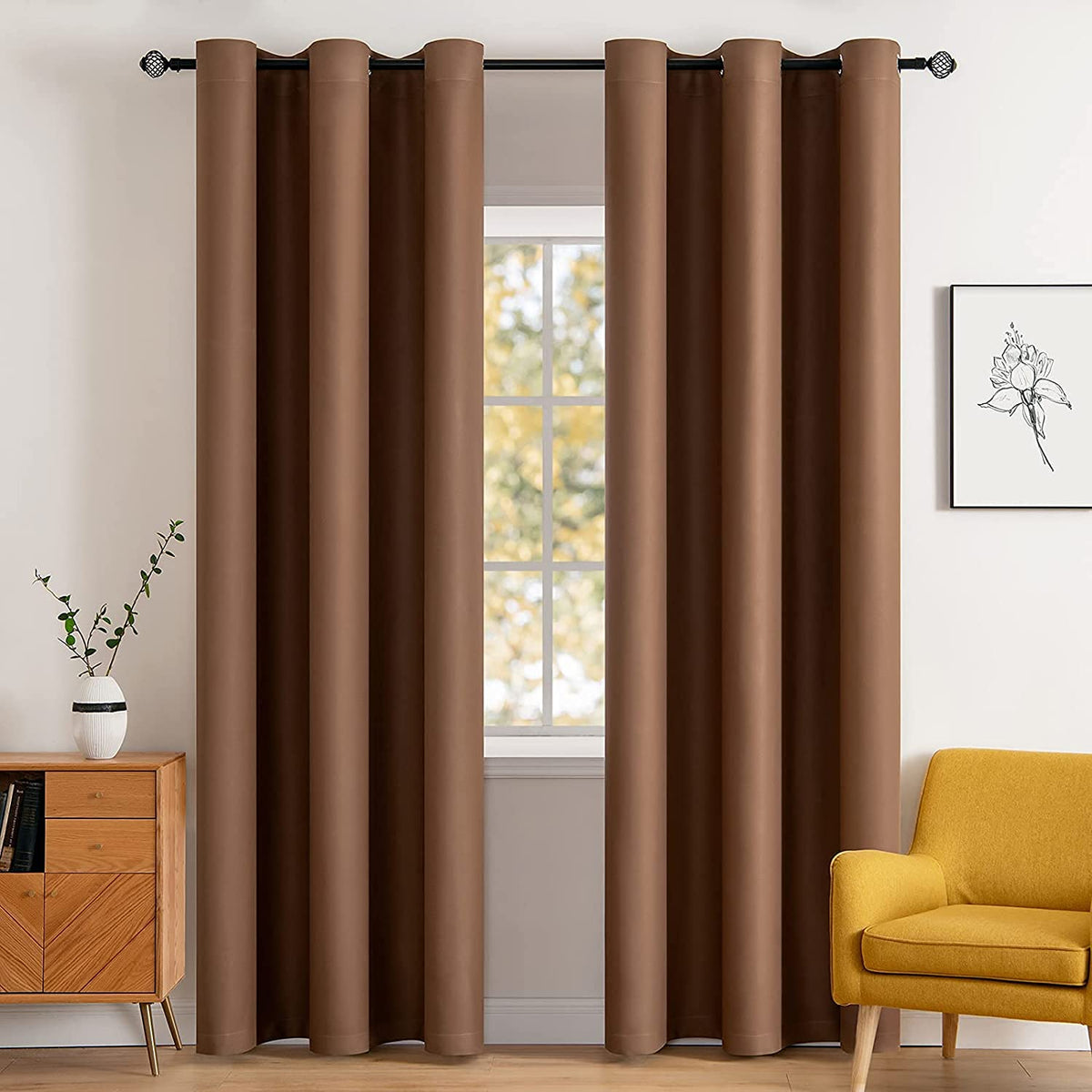 MIULEE Beige Blackout Bedroom Curtains Drapes 84 Inch Long 52"x84"