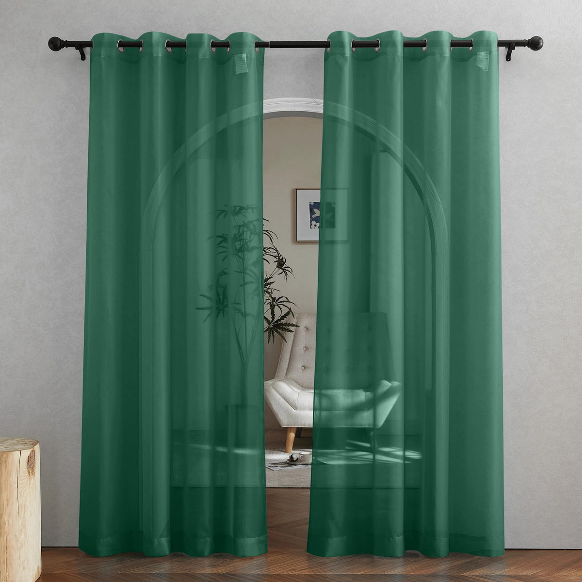 NICETOWN White Sheer Curtains & Drapes 96 inches Long for Living Room - Grommet Top Solid Lightweight & Airy Gauzy Window Treatments with Light Filtering for Bedroom, 2 Panels, W54 x L96
