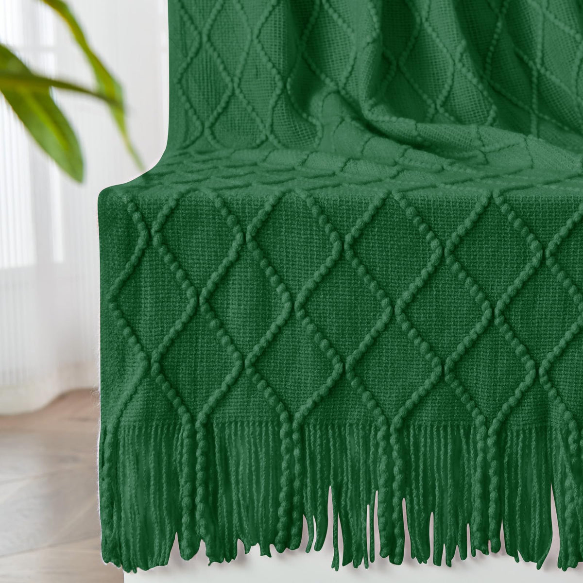 inhand Off White Knitted Throw Blanket for Couch and Bed, 50"x60"