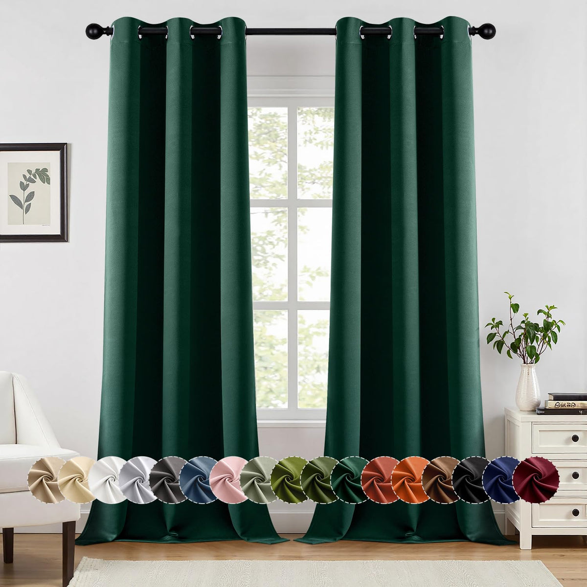 MIULEE Blackout Curtains for Bedroom 2 Panels 40 x 84 Inch Long Black