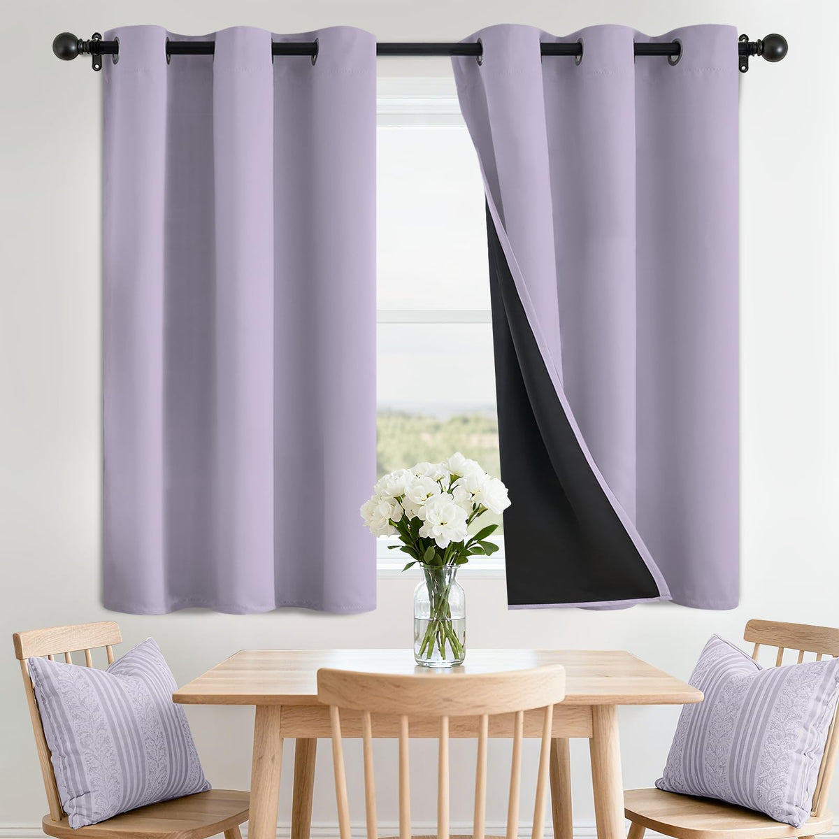 SimpleHome Cream 100% Blackout Curtains Room Darkening Living Room 84 Inch