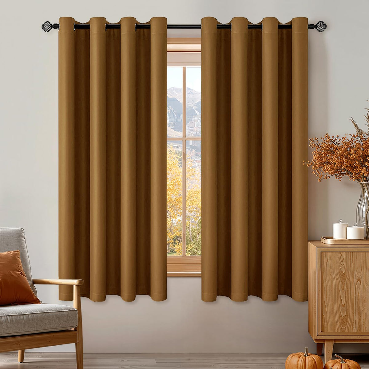 MIULEE Beige Blackout Bedroom Curtains Drapes 84 Inch Long 52"x84"