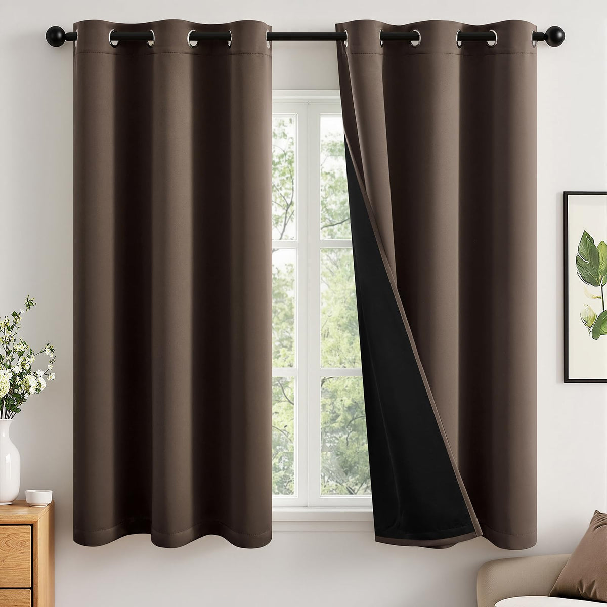MIULEE Cream 100% Blackout Curtains for Bedroom 40x63 Inch Long