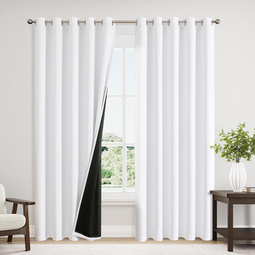 ChrisDowa 100% Blackout Curtains for Bedroom 63 Inch Long with Black Liner