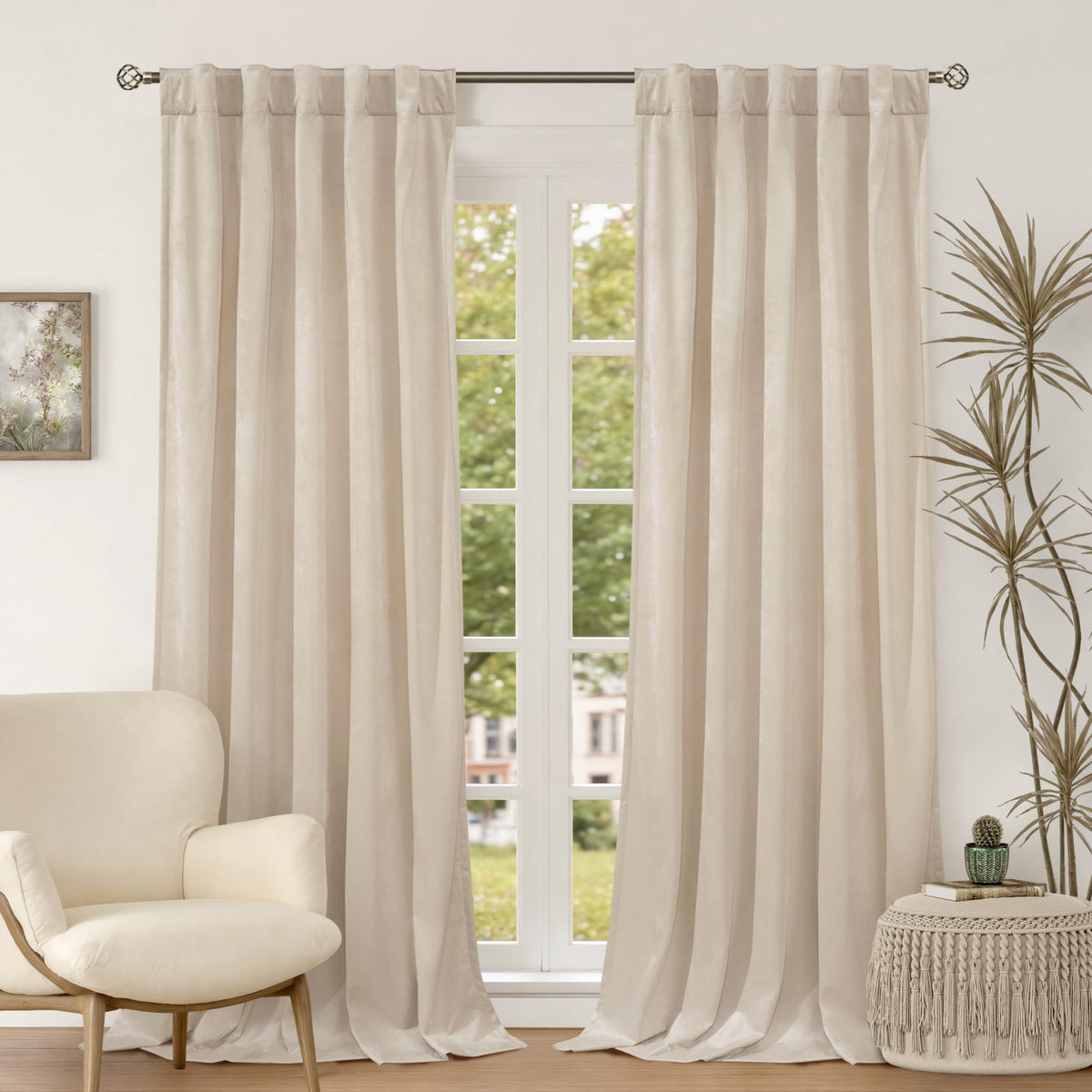 BGment Christmas Red Velvet Curtains 96 Inches for Living Room, Thermal Room Darkening Curtains Sound Reduce Drapes with Back Tab and Rod Pocket for French Door, 2 Panels, 52 x 96 Inch