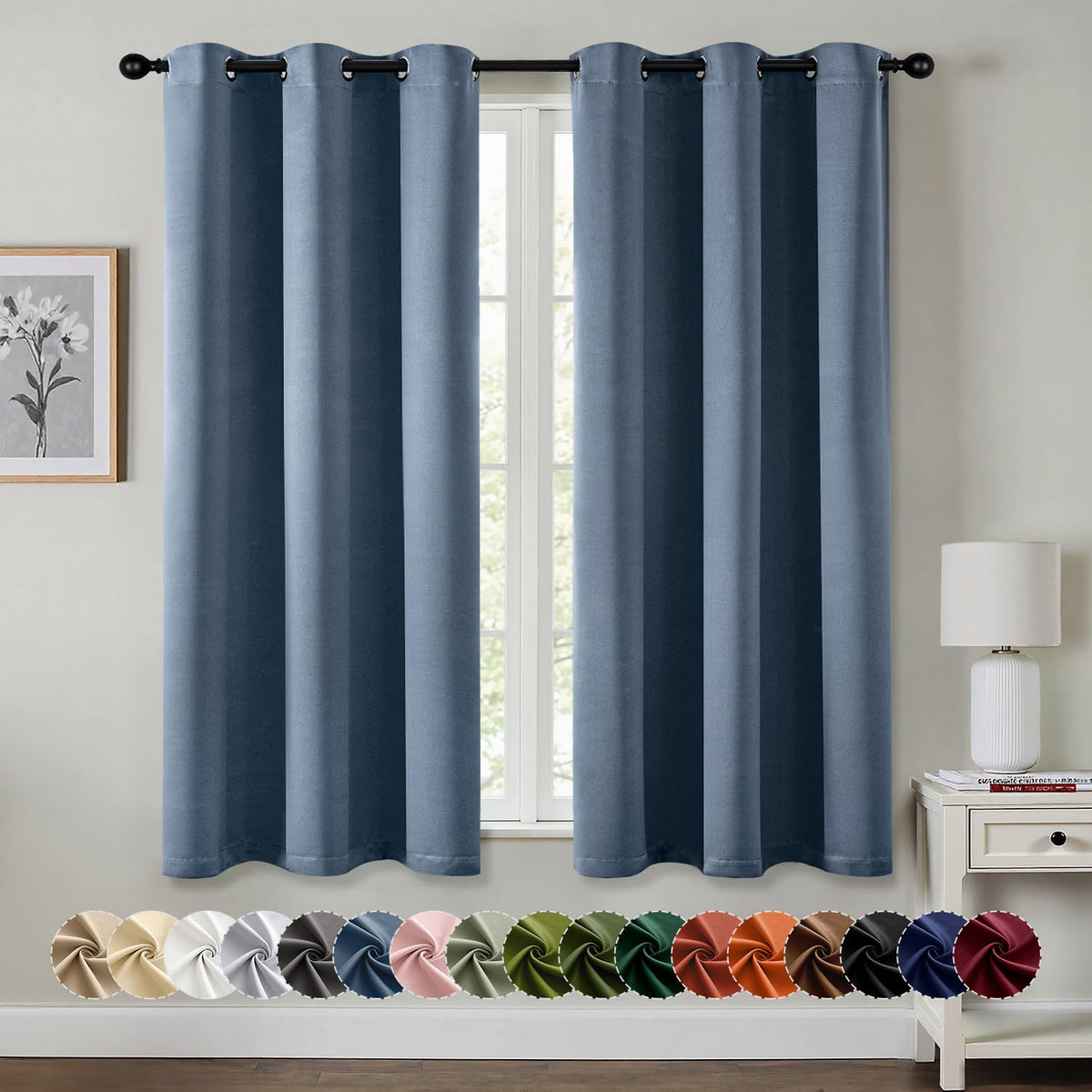 MIULEE Blackout Curtains for Bedroom 2 Panels 40 x 84 Inch Long Black