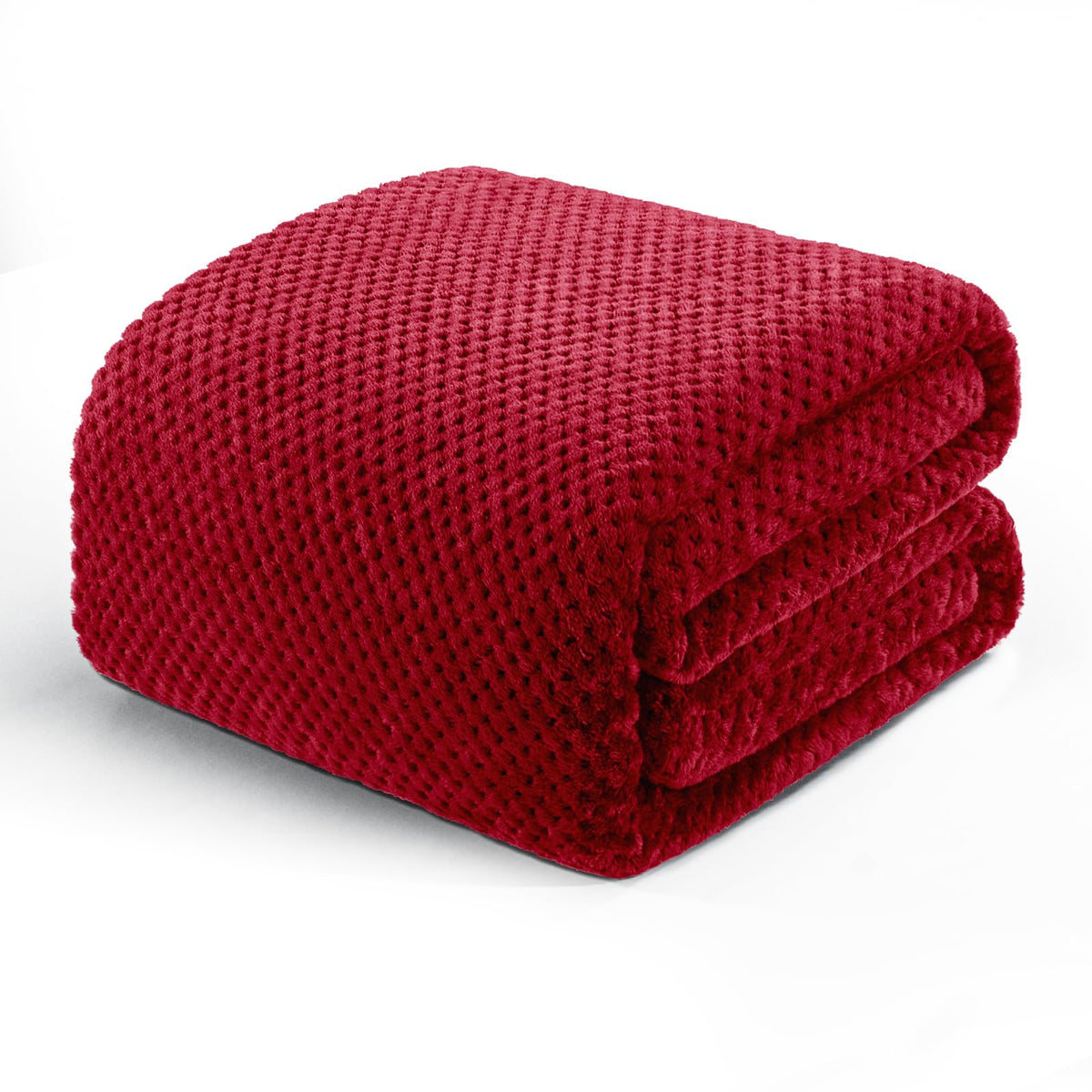 Exclusivo Mezcla Large Waffle Fleece Throw Blanket for Couch, Slate Blue