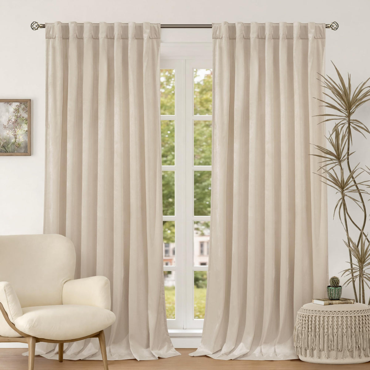 BGment Christmas Red Velvet Curtains 96 Inches for Living Room, Thermal Room Darkening Curtains Sound Reduce Drapes with Back Tab and Rod Pocket for French Door, 2 Panels, 52 x 96 Inch