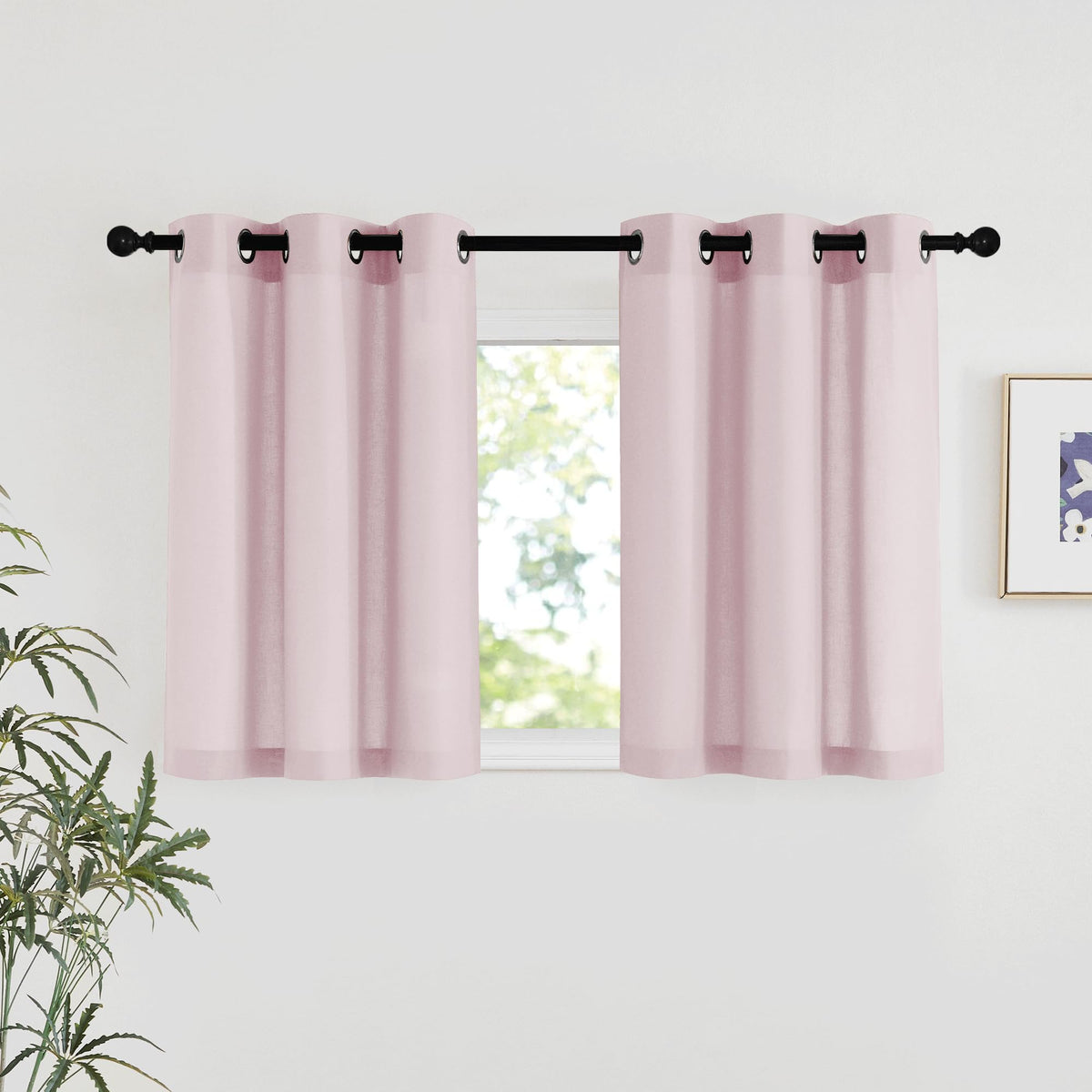 NICETOWN Natural Linen Curtains 84 inch Long 2 Panels Set, Grommet Top Thick Linen Burlap Semi Sheer Vertical Drapes Privacy Assured with Light Filtering for Bedroom/Living Room, W55 x L84