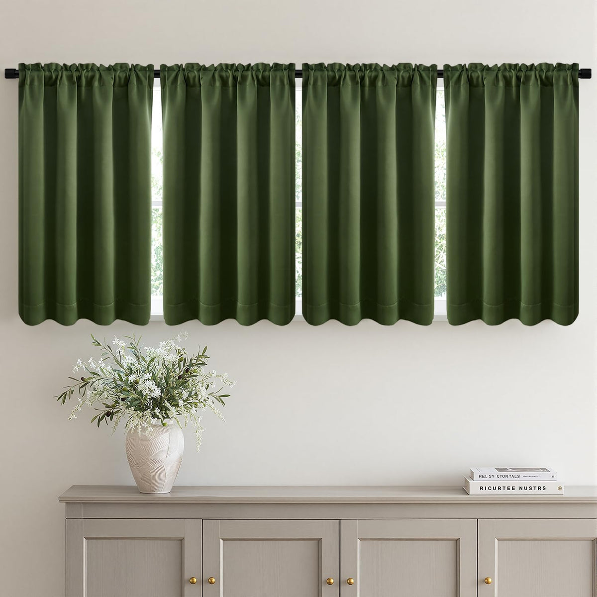 MIULEE Sage Green Blackout Curtains 63 Inch Length for Bedroom 4 Panels