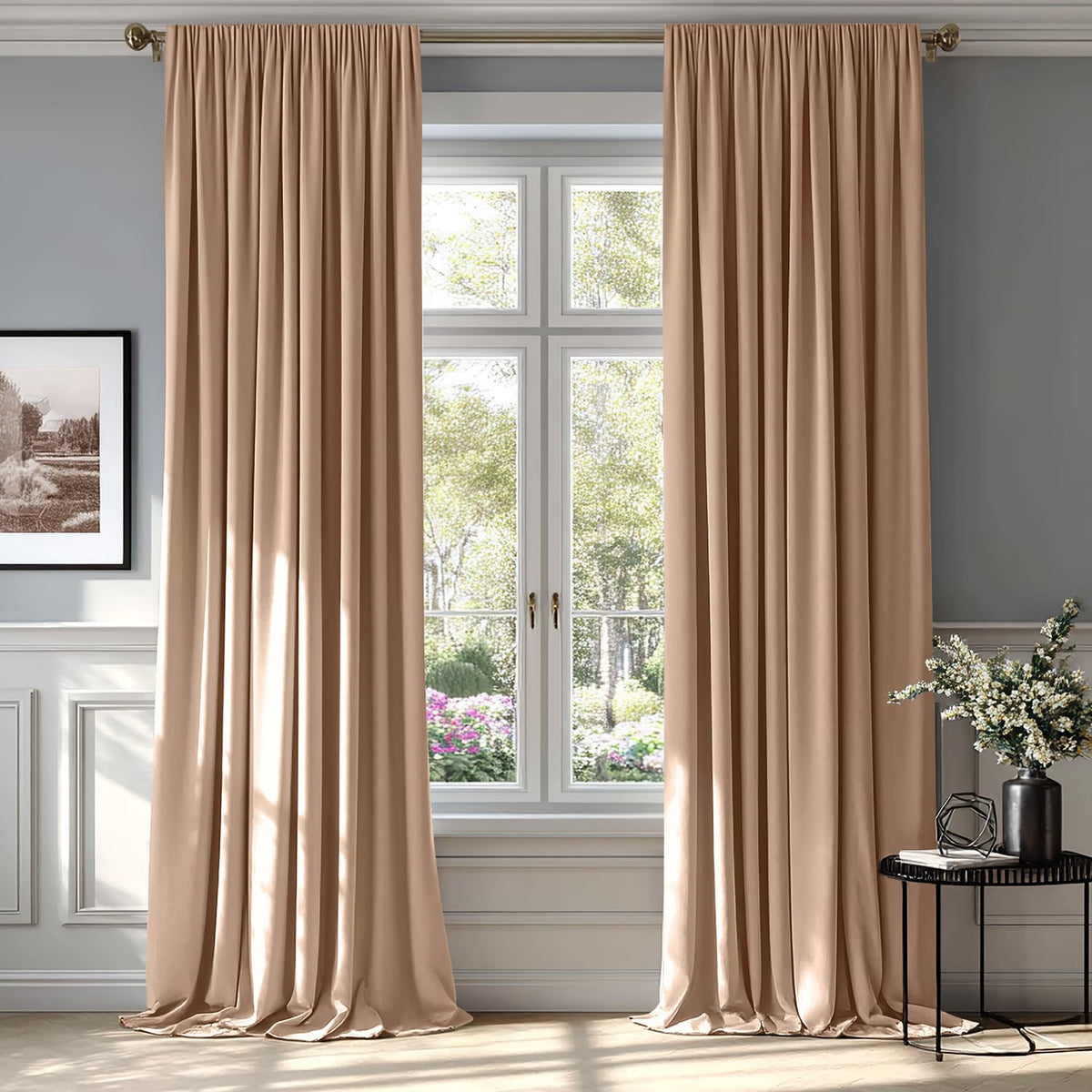 MIULEE Dusty Rose Pink Velvet Room Darkening Curtains for Bedroom W52 x L84