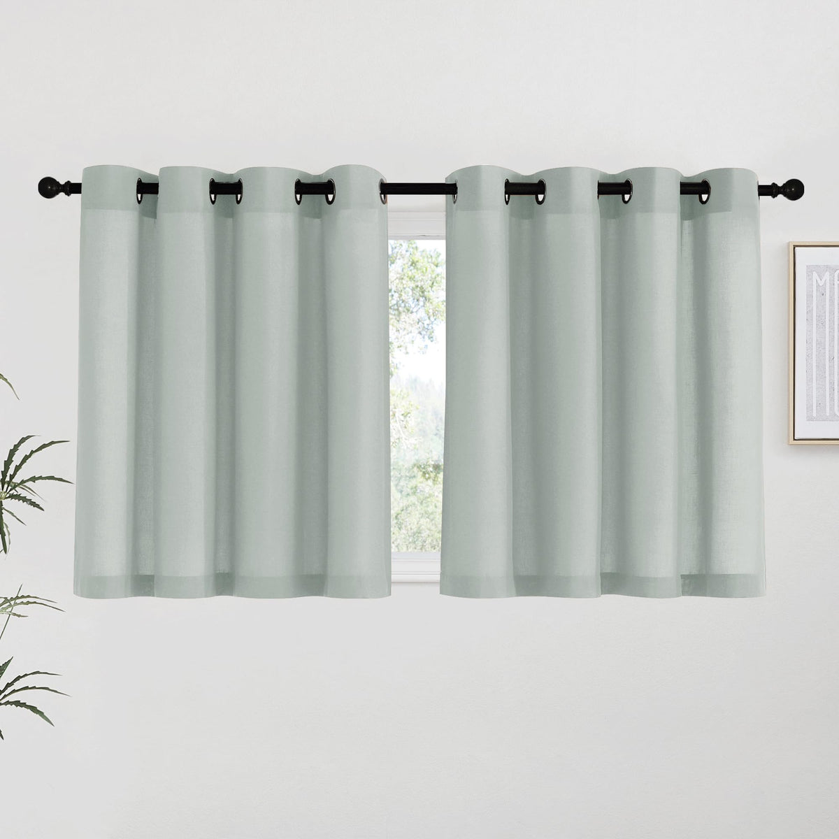 NICETOWN Natural Linen Curtains 84 inch Long 2 Panels Set, Grommet Top Thick Linen Burlap Semi Sheer Vertical Drapes Privacy Assured with Light Filtering for Bedroom/Living Room, W55 x L84