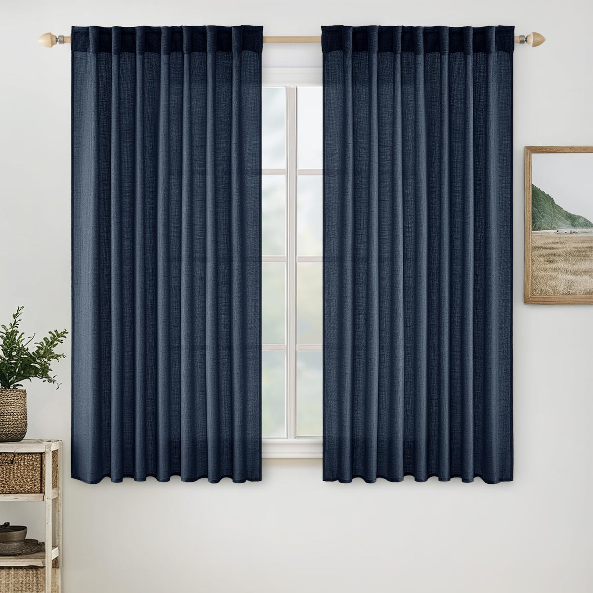 MIULEE Taupe Linen Curtains 52x84 Inch Length for Bedroom and Living Room