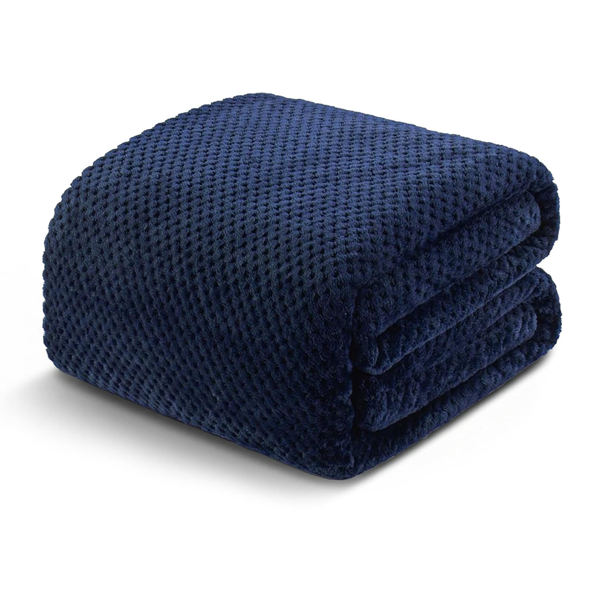 Exclusivo Mezcla Large Waffle Fleece Throw Blanket for Couch, Slate Blue