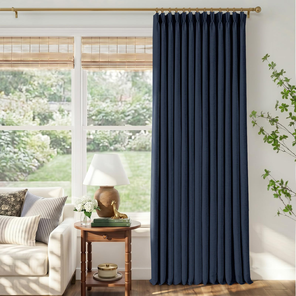 CAPALOCA Extra 70 Inch Wide Linen 100% Blackout Curtains 84 Inch Long
