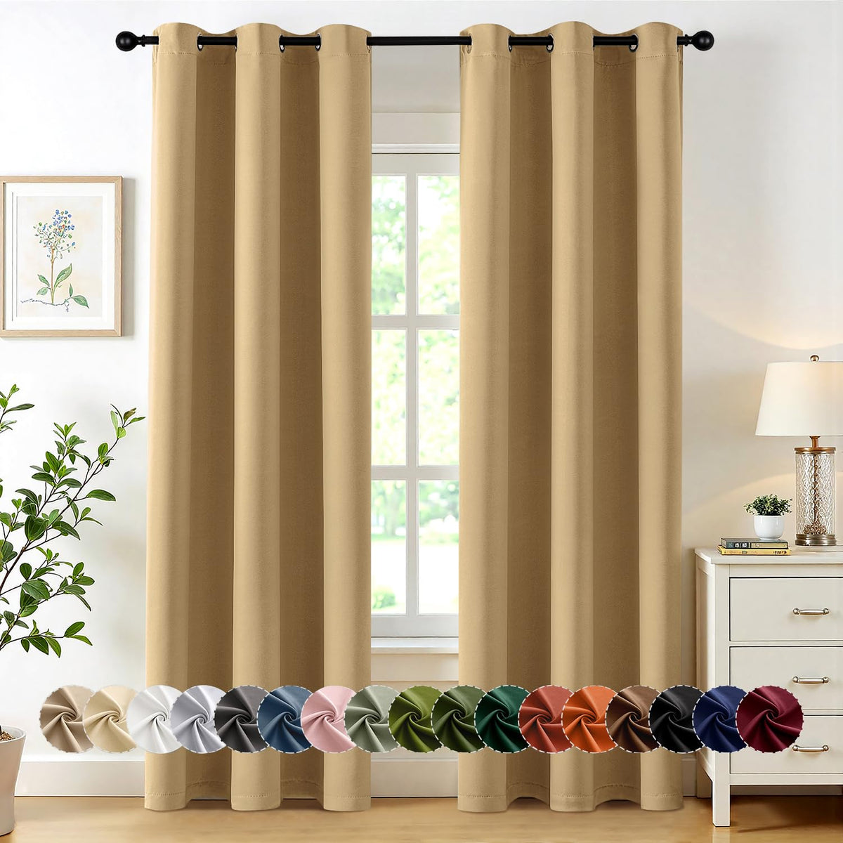 MIULEE Blackout Curtains for Bedroom 2 Panels 40 x 84 Inch Long Black