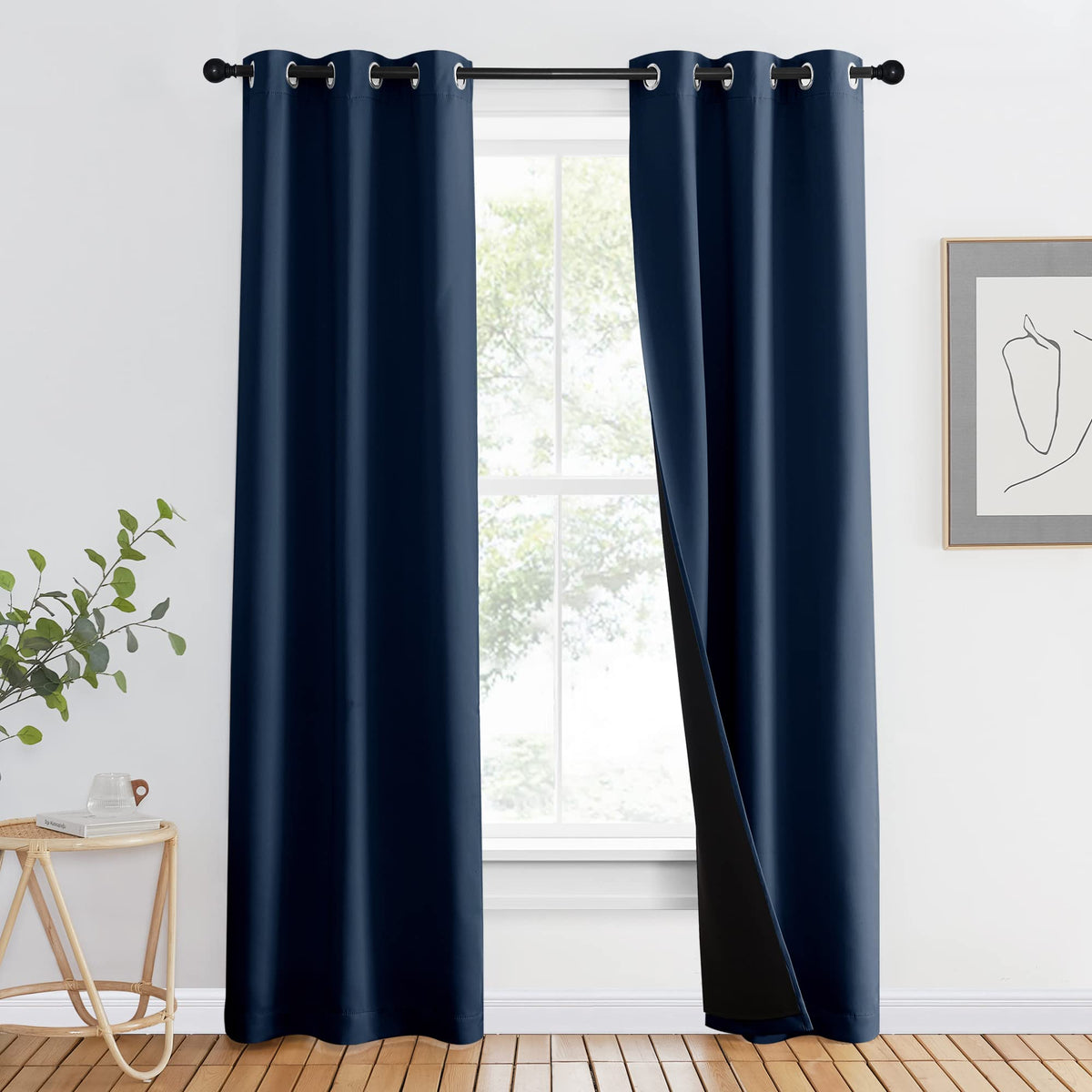 NICETOWN 100% Blackout Curtain 54 inches Long, Double-Deck Completely Blackout Window Treatment Thermal Insulated Lined Drape for Small Window (White, 1 PC, 52 inches Width Each Panel)