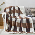 PU MEI Sherpa Fleece Throw Blanket 60" x 80" Reversible Plush Fluffy Large Big Blanket Lattice Flannel Blankets for Sofa Couch Bed (Grey-Soft Blue, 60"*80")