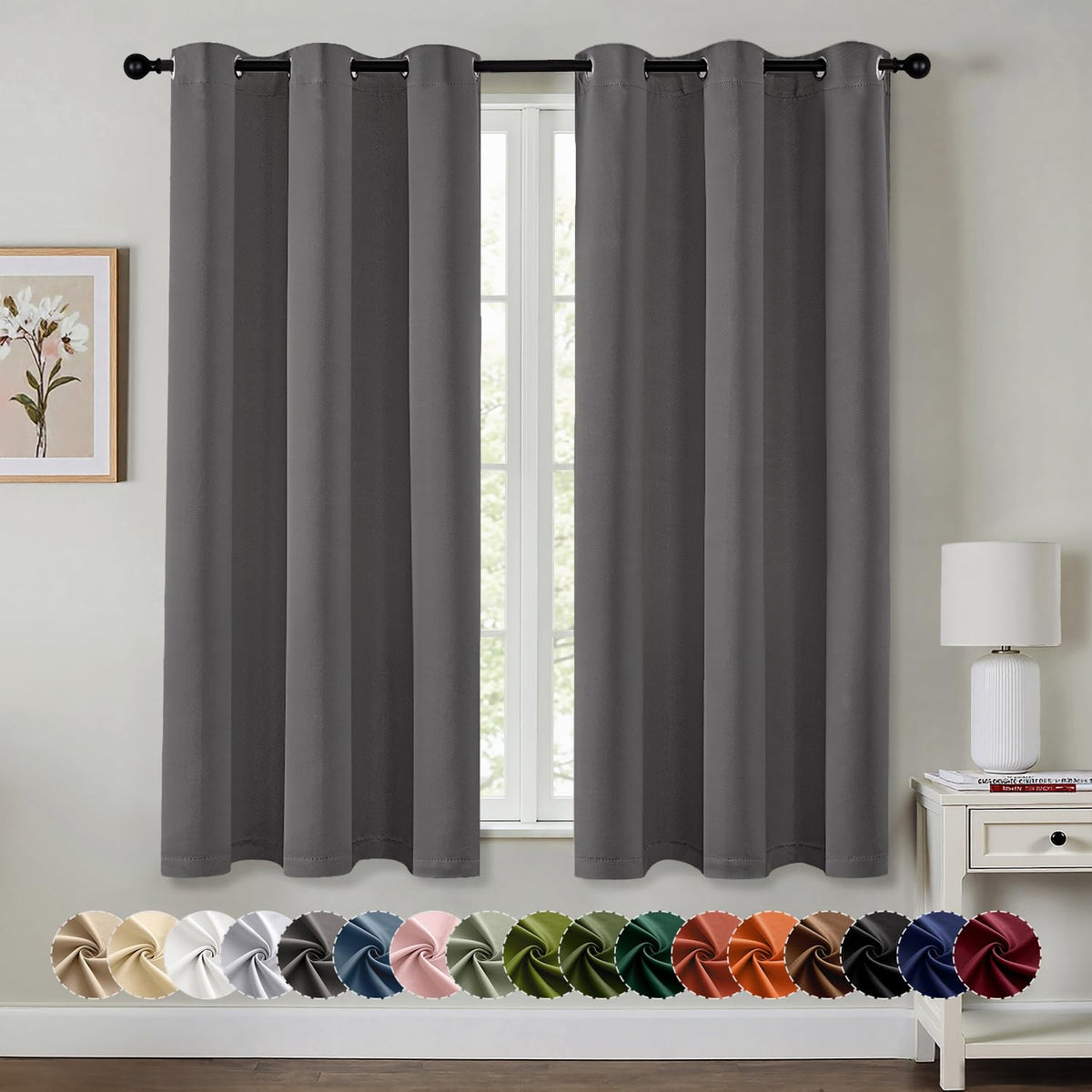 MIULEE Blackout Curtains for Bedroom 2 Panels 40 x 84 Inch Long Black