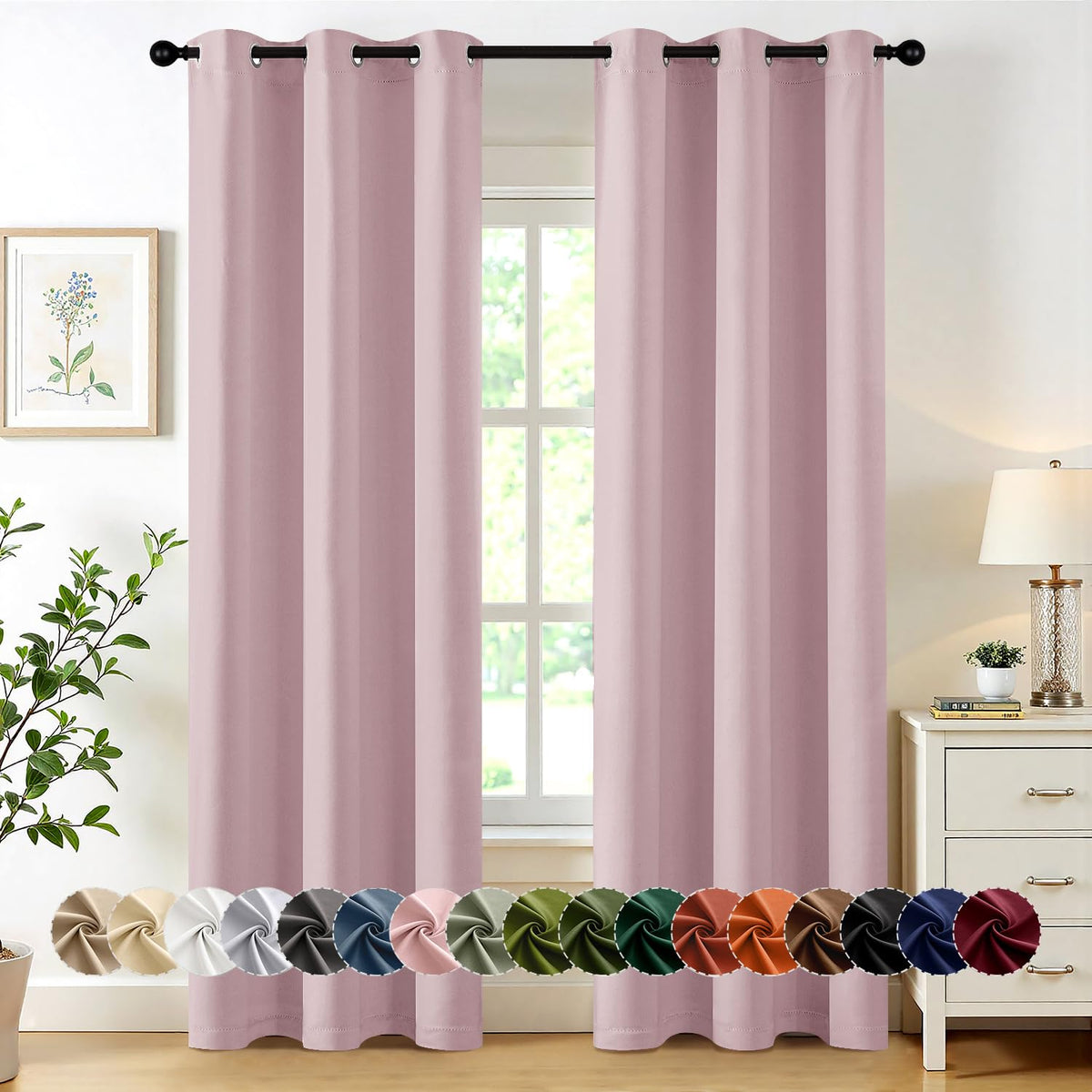 MIULEE Blackout Curtains for Bedroom 2 Panels 40 x 84 Inch Long Black