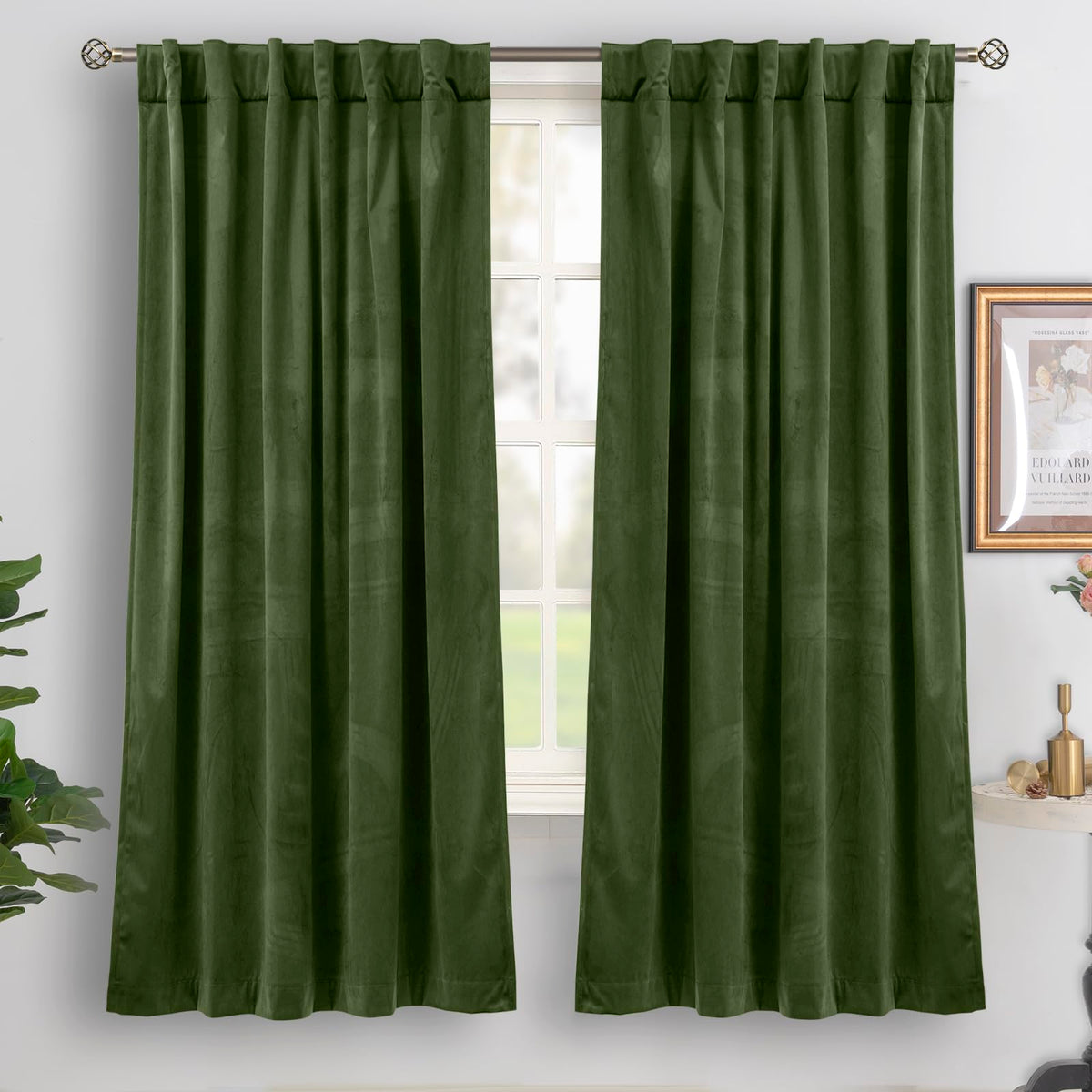 BGment Christmas Red Velvet Curtains 96 Inches for Living Room, Thermal Room Darkening Curtains Sound Reduce Drapes with Back Tab and Rod Pocket for French Door, 2 Panels, 52 x 96 Inch