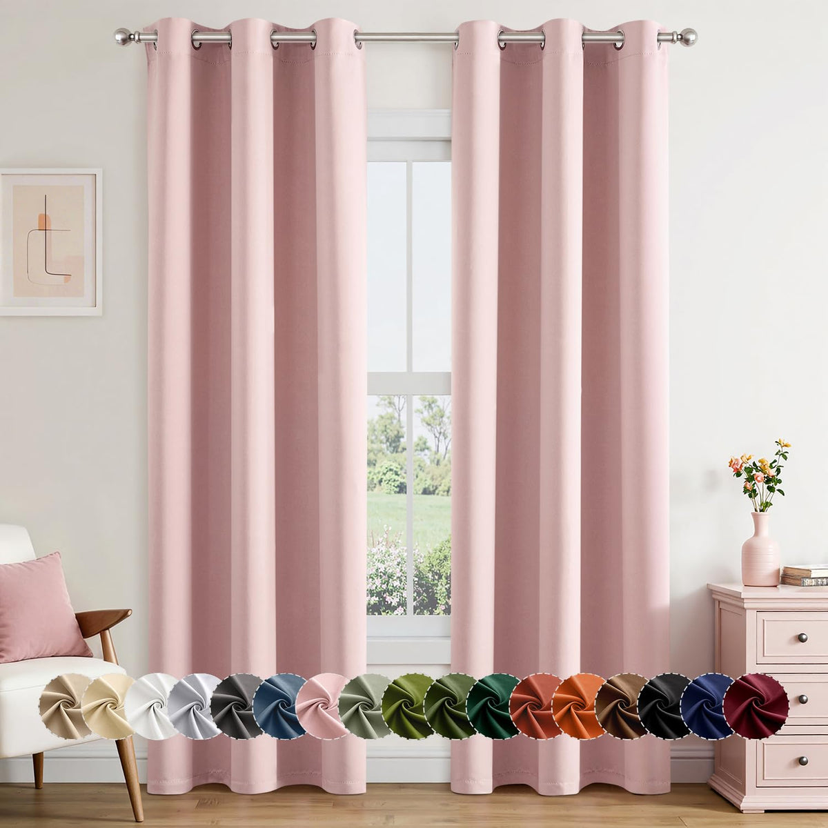 MIULEE Blackout Curtains for Bedroom 2 Panels 40 x 84 Inch Long Black