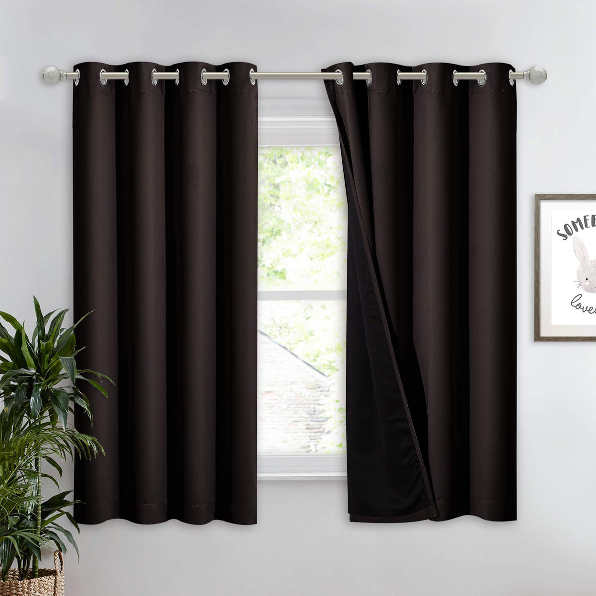 NICETOWN 100% Blackout Curtain 54 inches Long, Double-Deck Completely Blackout Window Treatment Thermal Insulated Lined Drape for Small Window (White, 1 PC, 52 inches Width Each Panel)