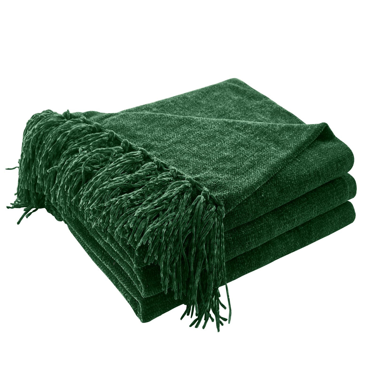 CozeCube Chenille Throw Blanket, Rust Orange Fringe Blanket, 50"X60"