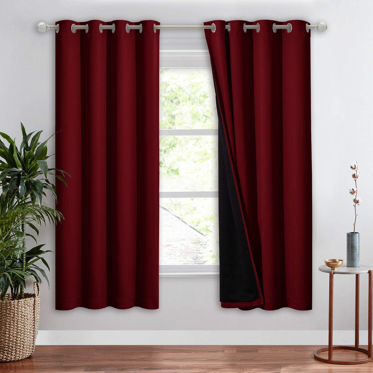NICETOWN 100% Blackout Curtain 54 inches Long, Double-Deck Completely Blackout Window Treatment Thermal Insulated Lined Drape for Small Window (White, 1 PC, 52 inches Width Each Panel)