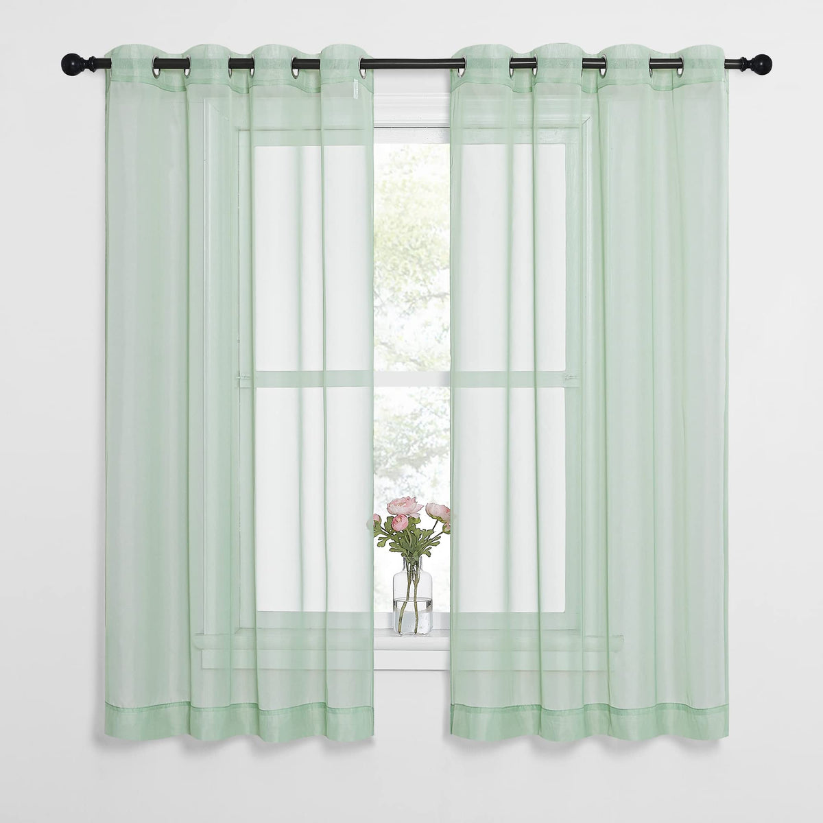 NICETOWN White Sheer Curtains & Drapes 96 inches Long for Living Room - Grommet Top Solid Lightweight & Airy Gauzy Window Treatments with Light Filtering for Bedroom, 2 Panels, W54 x L96