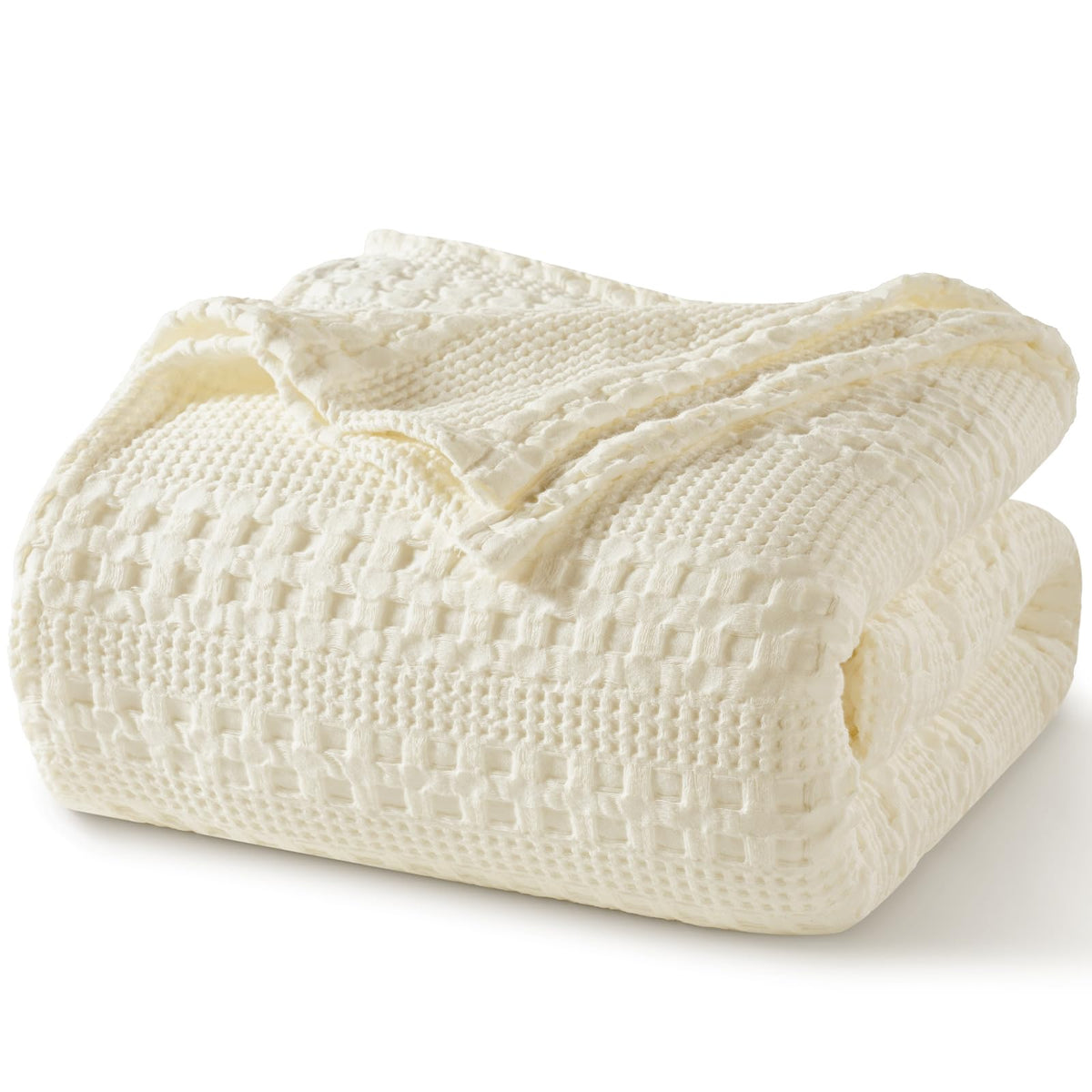 PHF Lightweight 100% Cotton Waffle Throw Blanket for Couch, Light Taupe