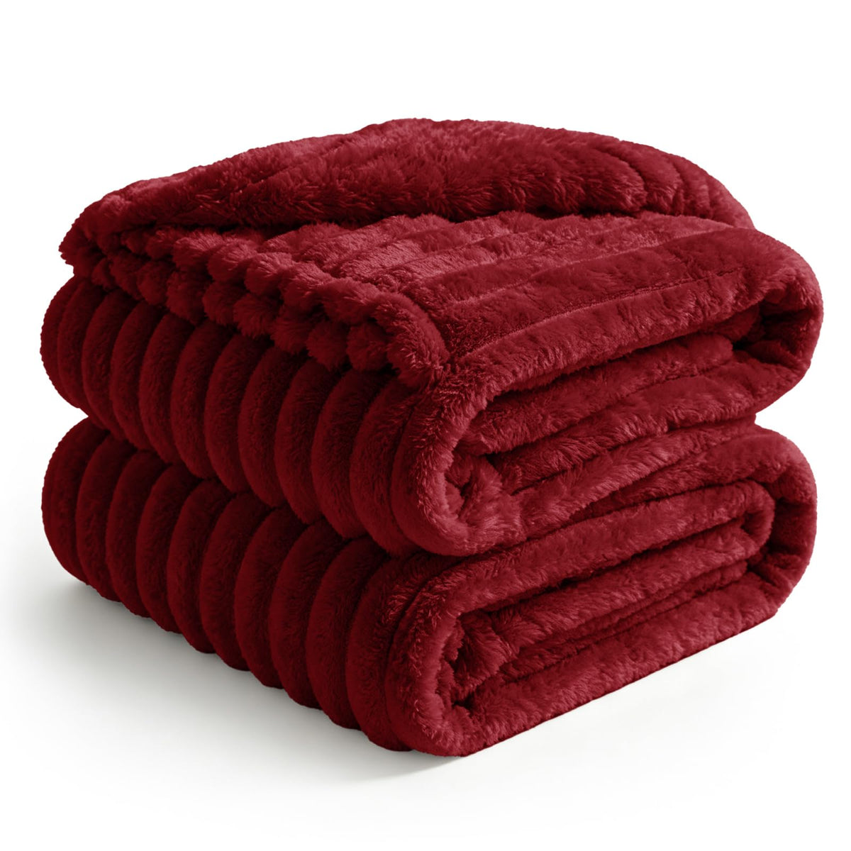 BEDELITE Ribbed Fleece Throw Blanket for Couch, Cream, 50"x60"
