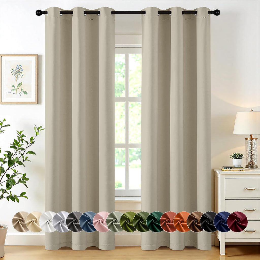 MIULEE Blackout Curtains for Bedroom 2 Panels 40 x 84 Inch Long Black