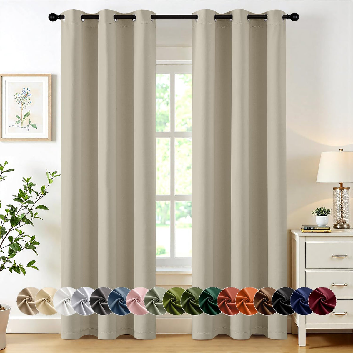 MIULEE Blackout Curtains for Bedroom 2 Panels 40 x 84 Inch Long Black