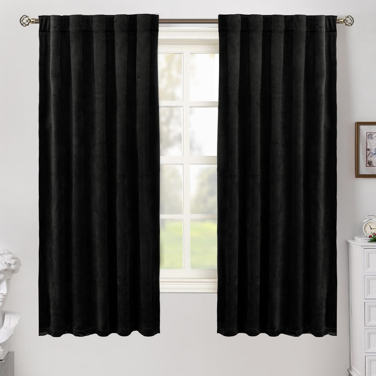 BGment Christmas Red Velvet Curtains 96 Inches for Living Room, Thermal Room Darkening Curtains Sound Reduce Drapes with Back Tab and Rod Pocket for French Door, 2 Panels, 52 x 96 Inch