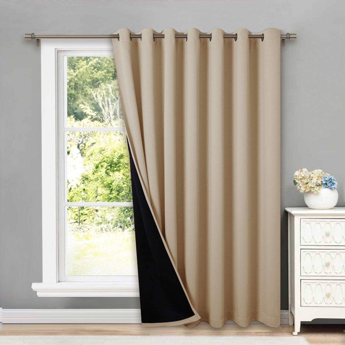 NICETOWN 100% Blackout Curtain 54 inches Long, Double-Deck Completely Blackout Window Treatment Thermal Insulated Lined Drape for Small Window (White, 1 PC, 52 inches Width Each Panel)