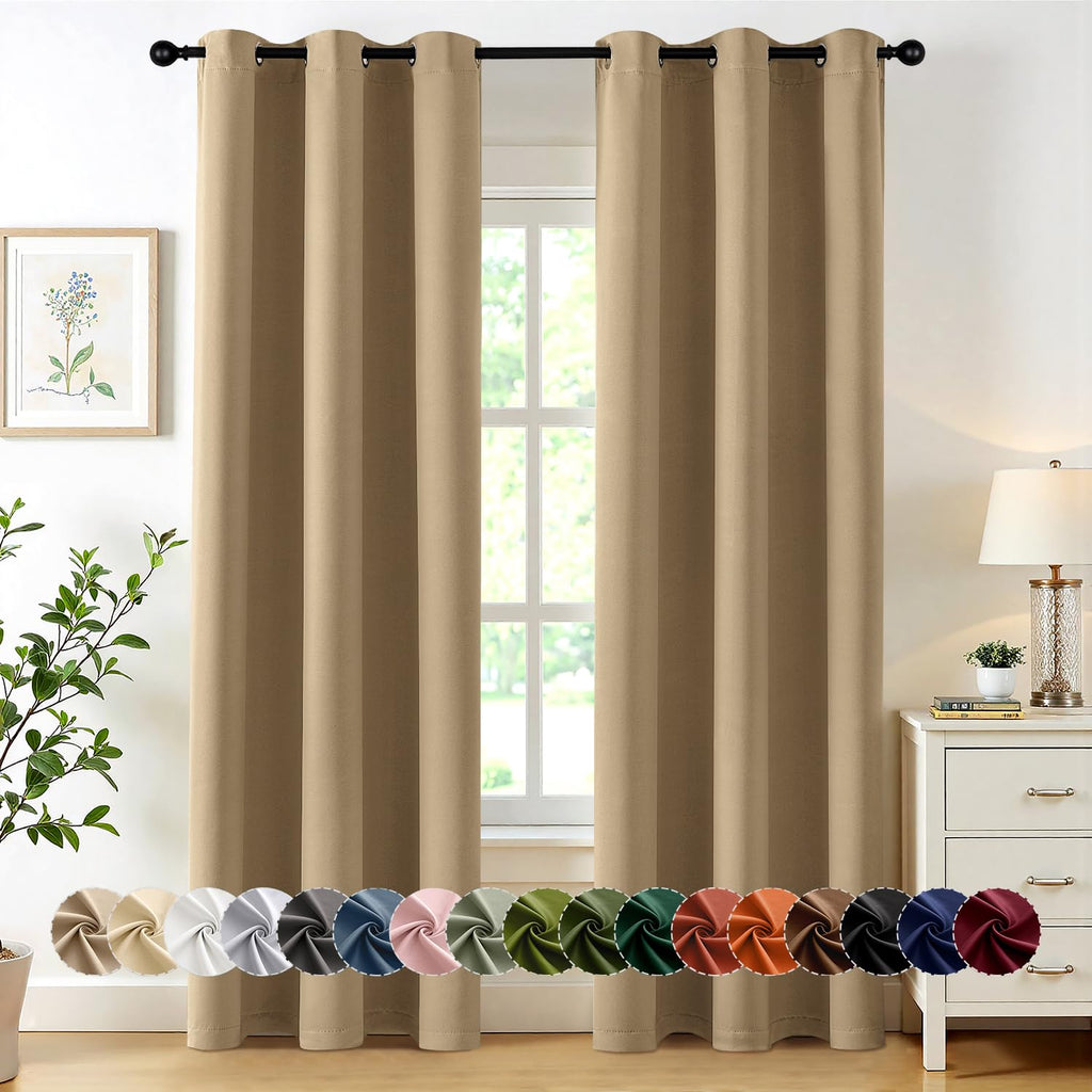 MIULEE Blackout Curtains for Bedroom 2 Panels 40 x 84 Inch Long Black