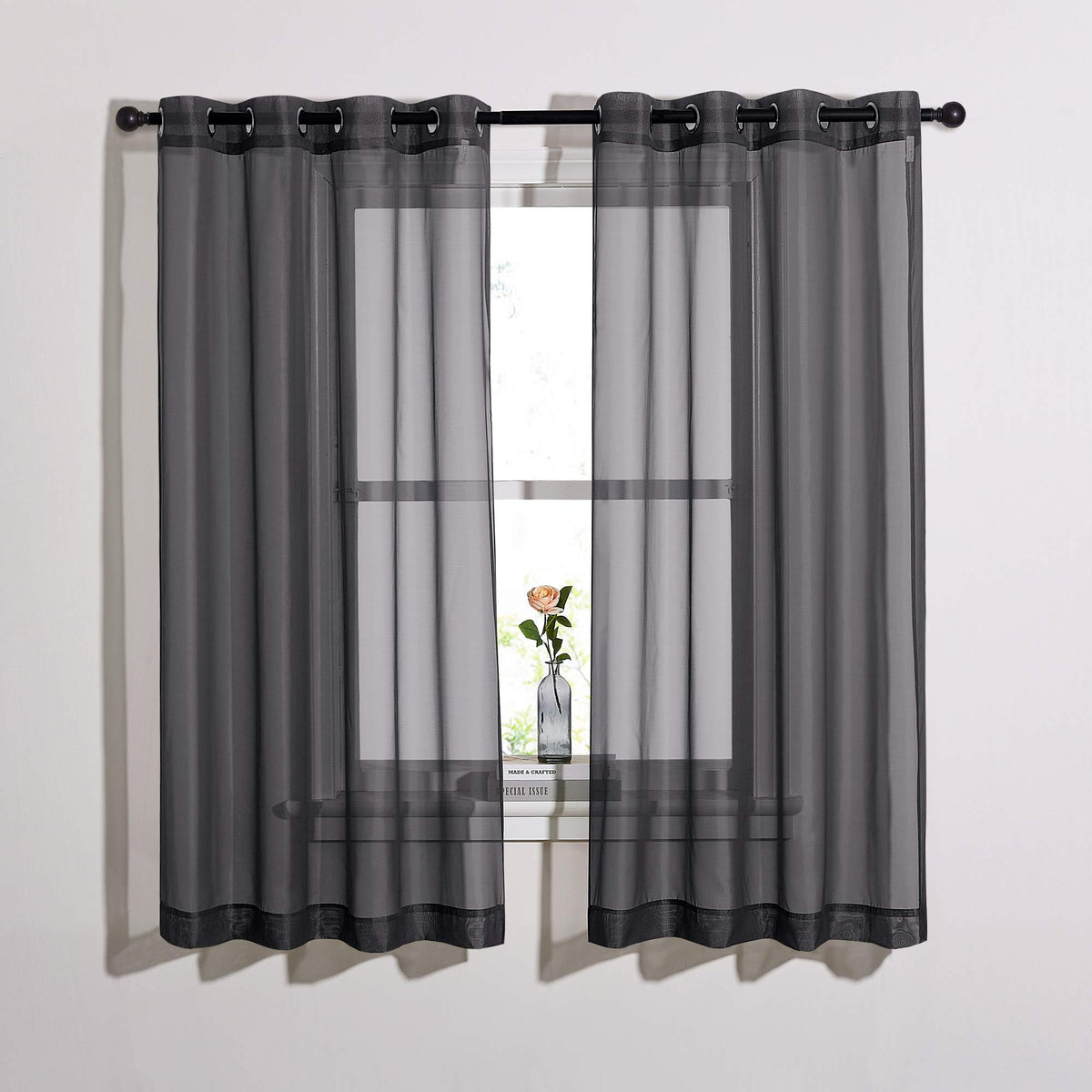 NICETOWN White Sheer Curtains & Drapes 96 inches Long for Living Room - Grommet Top Solid Lightweight & Airy Gauzy Window Treatments with Light Filtering for Bedroom, 2 Panels, W54 x L96