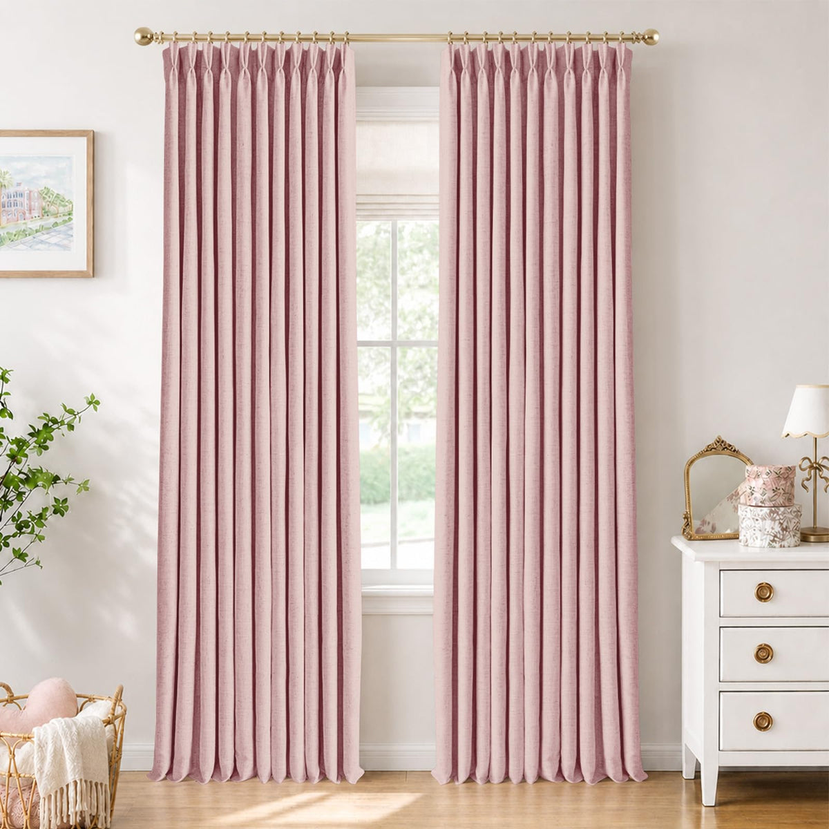 CAPALOCA Extra 60 Inch Wide Linen 100% Blackout Curtains 96 Inch Long