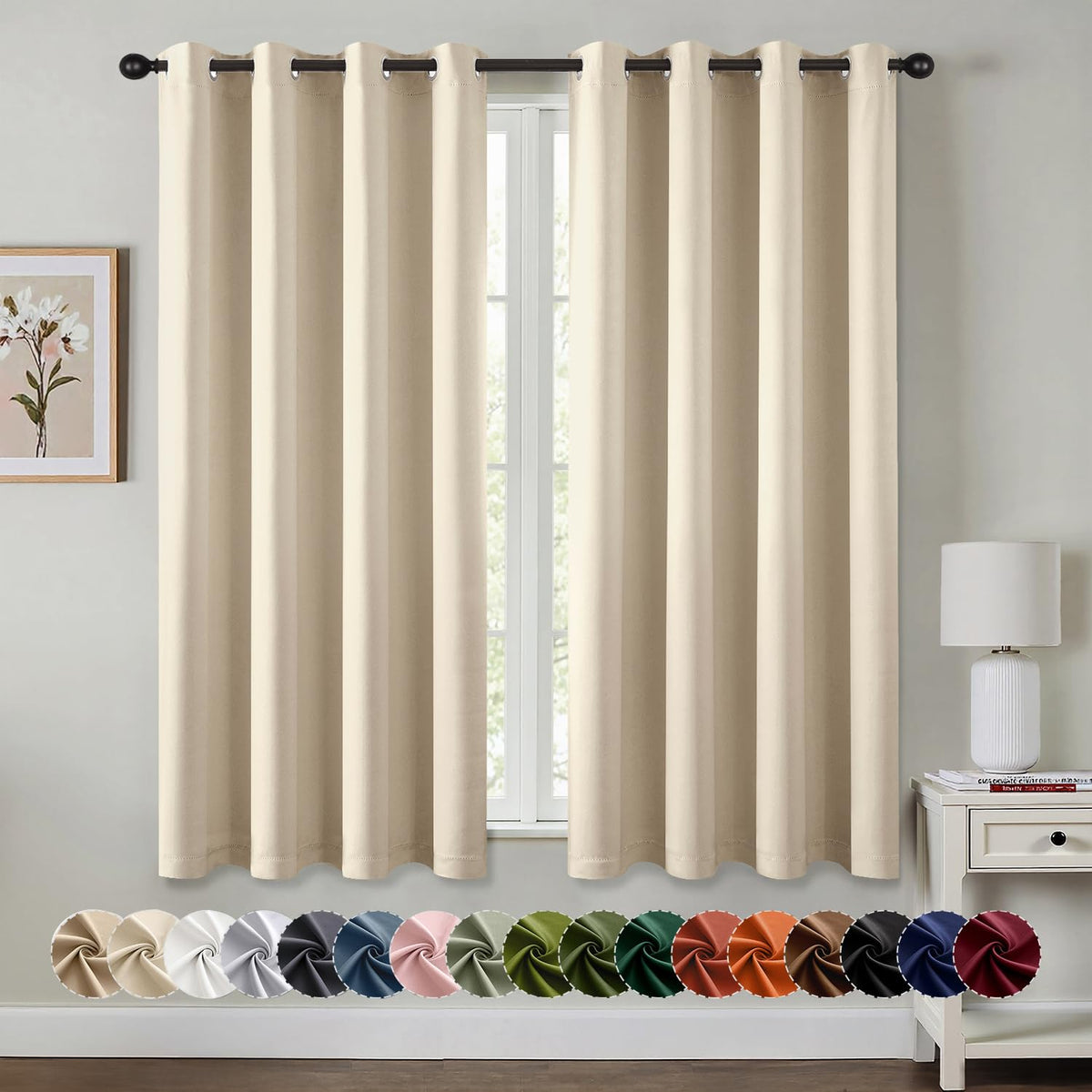 MIULEE Blackout Curtains for Bedroom 2 Panels 40 x 84 Inch Long Black