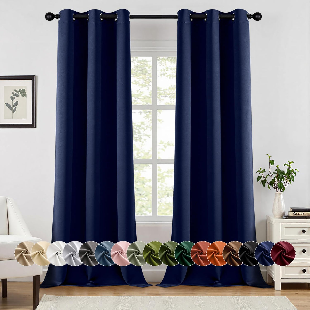 MIULEE Blackout Curtains for Bedroom 2 Panels 40 x 84 Inch Long Black