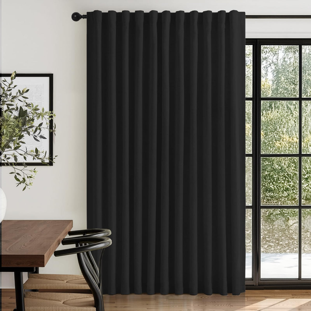 Linen Total Blackout Curtains for Bedroom Living Room 84 Inch, Cream