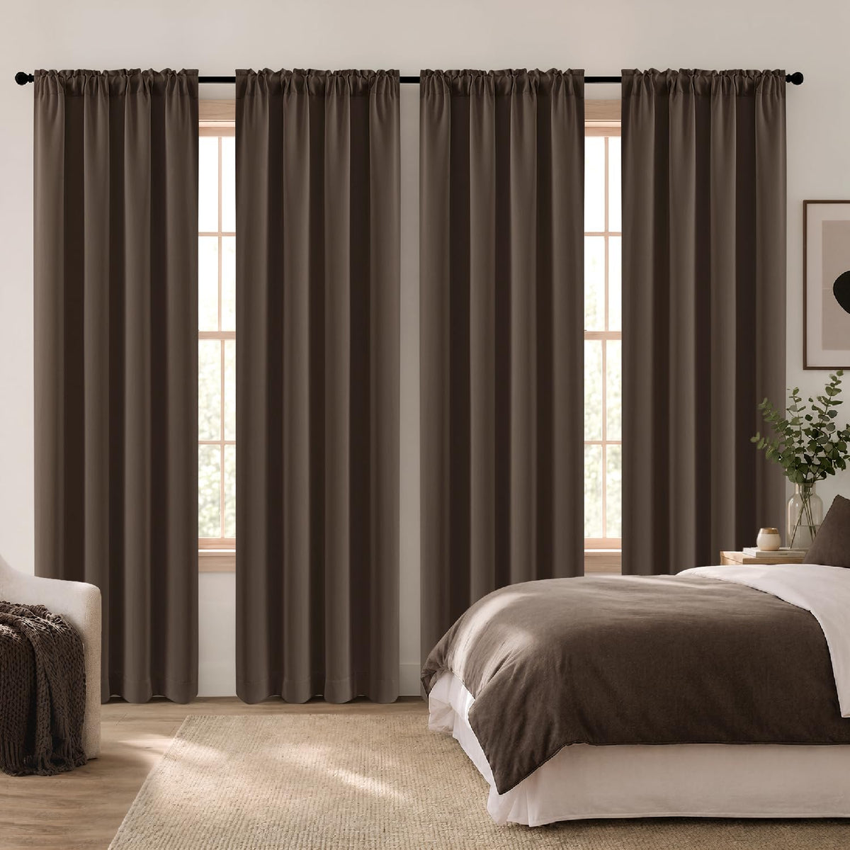 MIULEE Sage Green Blackout Curtains 63 Inch Length for Bedroom 4 Panels