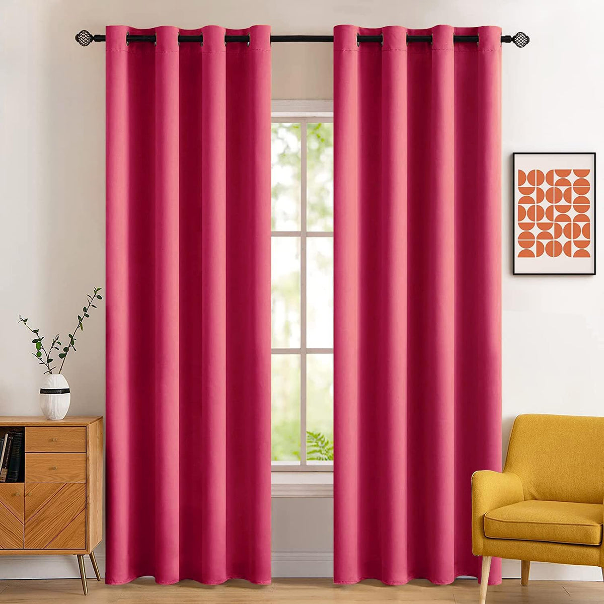 MIULEE Beige Blackout Bedroom Curtains Drapes 84 Inch Long 52"x84"